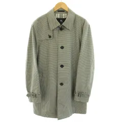 バーバリーブラックレーベル BURBERRY BLACK LABEL 中綿コート ピーコート Pコート アウター ミドル 千鳥格子柄 裏地チェック柄 L 黒 ブラック 白 ホワイト /YTのサムネイル