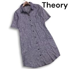 Theory リネン混 シャツワンピース ブラウン フレンチスリーブ - メルカリ