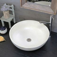 信楽焼 手洗い鉢 洗面ボウル 陶器 直径43.5cm 大型サイズ 白マット手洗い鉢 tr-4023