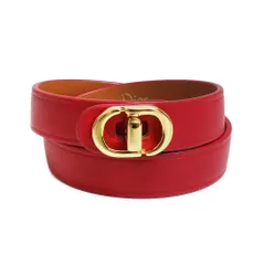 クリスチャンディオール 30 MONTAIGNE モンテーニュ ダブル ブレスレット カーフスキン レザー ＃M レッド 赤 ゴールド金具 B1760WOMCM 箱付 Christian Dior（新品・未使用品）