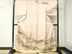 平和屋着物●訪問着　駒刺繍　雲取り枝橘松梅文　暈し染め　金彩　正絹　逸品　未使用　CAAU3137yc