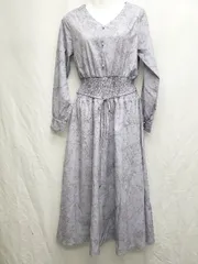 ◇ ◎ JULIA BOUTIQUE ジュリア ボタニカル柄 エレガント 長袖 ロング ワンピース パープル系 レディース P  【1406240005604】