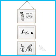 【在庫セール】木製フォトフレーム3面スクエアフォトフレーム壁掛け式ファッションフォトフレーム2L DONKIAKA