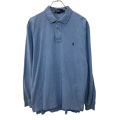 POLO RALPH LAUREN 長袖 ポロシャツ M ライトブルー ポロラルフローレン ハーフボタン ポニー刺繍 古着卸 アメリカ仕入 a708-5036