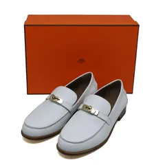 【新品】エルメス　デスタン　モカシン　ケリーバックル　ホワイト　カーフレザー　ゴールド金具　ローファー　サイズ39　H231067Z 90340