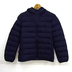 ユニクロ 中綿ジャケット ジャンパー アウター ライトウォームパデットパーカ キッズ 男の子用 160サイズ ネイビー UNIQLO 【中古】