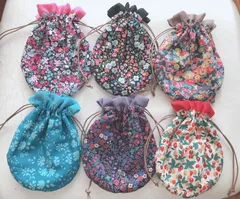 ◆matibari◆ハンドメイド　リバティ まん丸巾着◆Ｎｏ．１０〜１５