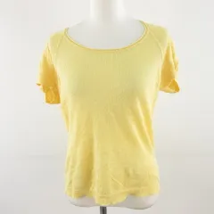 コムサイズム COMME CA ISM リネンカットソー サマーニット 半袖 黄 M *A172