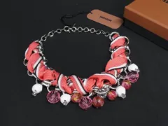 ■新品同様■ MISSONI ミッソーニ ストーン チェーン ネックレス ペンダント アクセサリー ピンク系×シルバー系 BM6939のサムネイル