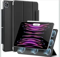 ★ESR iPad Pro 12.9 ケース (2022/2021/2020、第6/5/4世代) iPad Air 13インチ 専用カバー(2025/2024) マグネットス吸着式 Pencil2対応 三つ折りスタンド ブラック
