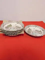 西洋 絵皿 5枚セット 丸皿 飾り皿 陶器 古美術 インテリア 昭和レトロ アンティーク