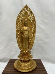 阿弥陀如来 木彫り金彩42.5 - メルカリ