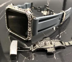 GimelZayinセット zzc　グリーン シルバー アップルウォッチ ラバーベルト キラキラ　カバー　ケース   4 5 6 7 8 se メンズ レディース 38mm 40mm 41mm 42mm 44mm 45mm Apple Watch バンド