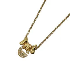 【中古】Givenchy ジバンシー ネックレス リボン　Gロゴ　ラインストーン ゴールド