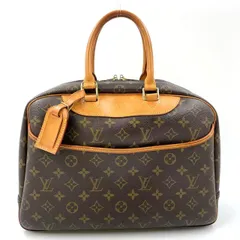 LOUIS VUITTON ドーヴィル ボーリングヴァニティ モノグラム レザー×PVC ブラウン ハンドバッグ ゴールド M47270のサムネイル