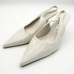 ザラ バックストラップ パンプス ポインテッドトゥ エナメル シューズ ミュール 靴 白 レディース 36サイズ ホワイト ZARA 【中古】