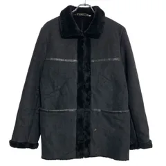 ジャケット L ブラック フック フェイクムートン ファー 切替 シンプル 秋冬 アウター 古着卸 アメリカ仕入 a701-7342