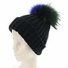 ルシェルブルー LE CIEL BLEU FOXファーポンポン ニット帽  帽子 F 黒 ブラック 青 ブルー 緑のサムネイル