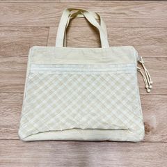 TAMASHA タマシャ TaMaSHa ISSSEY MIYAKE イッセイミヤケ CLASSIC CHECK SATCHEL チェック バッグ BAG 刺繍 柄 軽量 レディース キナリ ナチュラル 白系 AP-250702-002-MNL