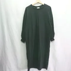 ◇ ⊂ earth music&ecology コットン系 長袖 膝丈 ワンピース サイズM ブラック レディース E  【1409240015567】