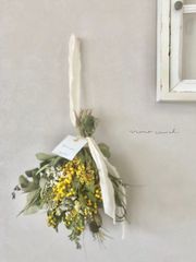 Spring 春の木漏れ日　ミモザとユーカリのスワッグ　27〜45cm