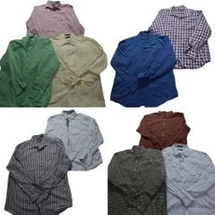 古着卸 まとめ売り ノーティカ NAUTICA 長袖シャツ 10枚セット (メンズ XL ) チェック ストライプ 無地 ワンポイント 中古 古着 MZ5123