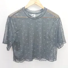 ◇ ⊂ NIKE ナイキ メッシュ ロゴプリント 半袖 Tシャツ カットソー サイズM ブラック レディース E  【1506110007315】