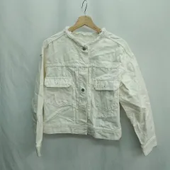 ◇ Θ GU ジーユー コットン100% 長袖 デニムジャケット サイズM ホワイト レディース E  【1410290048207】