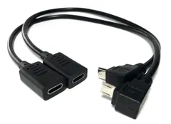 未使用品 上L型＋下L型 2本セットUSB Type C to Micro USB 変換コード 25cm　 タイプC メス から Ｌ型マイクロUSB オス 変換コード 2P