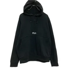 FILA ロゴスウェット パーカー L ブラック フィラ プルオーバー 裏起毛 古着卸 アメリカ仕入 a702-6777
