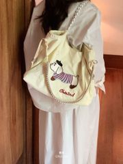 南风Chio2ndオリジナル　楽しい旅行トートバッグ レディース 大容量帆布バッグ 手提げ ショルダー 斜め掛けバッグ