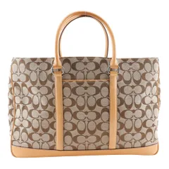 【COACH】コーチ シグネチャー トートバッグ 6088 キャンバス×レザー 茶 ユニセックス ハンドバッグ