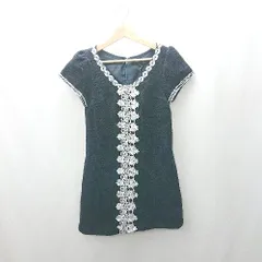 ◇ ⊂ ◎●未使用● MERCURYDUO レース装飾 半袖 ミニ丈 ワンピース サイズF ネイビー ホワイト レディース E  【1502180061875】