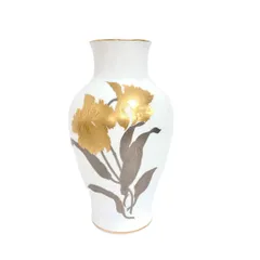 大倉陶園 オオクラトウエン 花瓶/フラワーベース/金蝕バラ  高さ36cm    ホワイト  / 240001164416のサムネイル