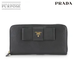 プラダ PRADA リボン ラウンドファスナー 長財布 サフィアーノ レザー ブラック 1M0506 Ribbon Zipped Around Long Wallet 90289243
