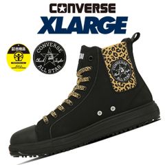 【2025限定】コンバース エクストララージ CPD 安全靴 作業靴 スニーカー 靴 オールスター PS サイドゴア HI XLARGE ブラック レオパード 豹 ヒョウ