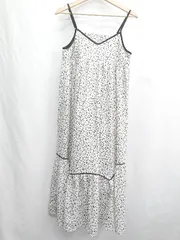 ◇ ⊂ earth music&ecology 小花柄 肩紐調節可能 ロング丈 ワンピース サイズF アイボリー ブラック レディース E  【1501160013750】