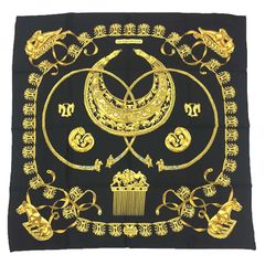 HERMES シルクスカーフ 黄金の騎士 ブラック aq11799 - メルカリ