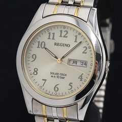 Ⴤ1431 ꕤ極美品 REGNO シチズン ソーラー 腕時計 シルバー コンビ 