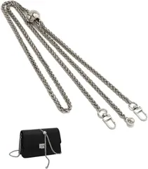 popomyul バッグチェーン ストラップ ショルダー クロスボディバッグ用 付け替え バッグアクセサリー レディース 調整可能 130cm バッグパーツ バッグストラップ スマホショルダー 高見え(シルバー)