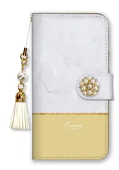 iPhoneX iPhoneXS ケース 手帳型 アイフォンX アイフォンXS スマホケース パール デコ付き ビジュー ストラップ付 大理石 マーブル柄 石目柄 バイカラー 韓国  ニュアンスカラー ピンク カラー05