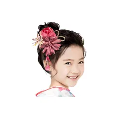 [OTAKUMARKET] 浴衣 髪飾り 成人式 花 七五三 袴 着物 髪 飾り 和装 卒業式 結婚式 髪 飾り 振袖 髪留め 水引き クリップ ヘアアクセサリー 8カラー (01 ローズパープル)