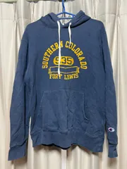 Champion チャンピオン パーカー プルオーバー フーディ ネイビー イエロー LARGE