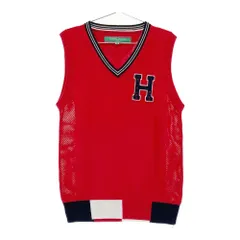 サイズ：S TOMMY HILFIGER GOLF トミー ヒルフィガーゴルフ  Vネック ニットベスト  レッド系 [240101517982] ゴルフウェア レディース ストスト