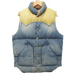 ロッキー マウンテン フェザーベッド Rocky Mountain FeatherBed ヨーク切替 ダウンベスト デニム アウター 厚手 450-502-05 40 約L インディゴ