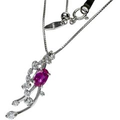 ★★最終特価品 ルビー 0.41ct ダイヤモンド 計0.27ct ネックレス Pt900プラチナ/Pt850プラチナ 4.3g 45cm レディース 【中古】【真子質店】【NN】