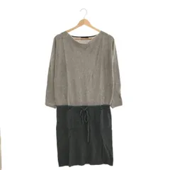 7-IDconcept. セブンアイディコンセプト ワンピース ニット おしゃれ ツートンカラー シンプル 長袖 ひざ丈 レディース ブラック&グレー 38