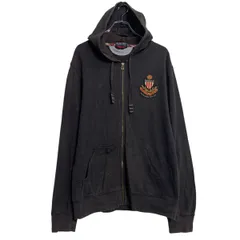 POLO JEANS COMPANY ロゴスウェット パーカー XL ブラック ポロジーンズカンパニー ジップアップ 古着卸 アメリカ仕入 a612-5703