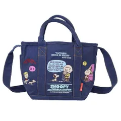 スヌーピー ショルダーバッグ IP.デリ.シシュウ.Peanuts-0M デニムミニバッグ ショルダー付 NAVY ピーナッツ ルートート 手提げかばん 斜め掛け 肩掛けカバン キャラクター グッズ 