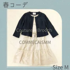 【セレモニースタイル♡ツイードジャケット＆ワンピース】コムサイズム　COMME CA ISM　クチュールブローチ　Couture Brooch ジャケット　春・夏ワンピース　ネイビー　ベージュ　アイボリー　Mサイズ　結婚式  入園式 入学式  節句  七五三